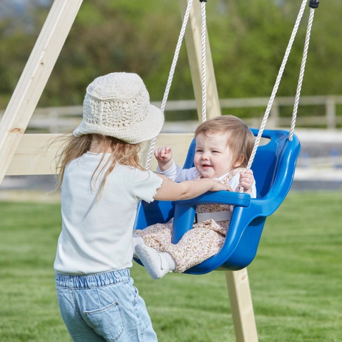 Rebo Glide Wooden Single Swing Sets with Swing Seat – Dandelion
